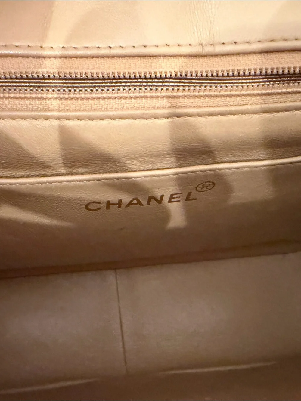 CHANEL Quilted Shoulder Bag in Tan with Gold Hardware